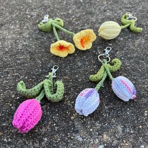 Handmade Crochet Floral Bag Charm